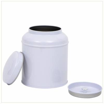 Rond blik met deksel en binnendeksel groot| wit - circa 200 gram - 