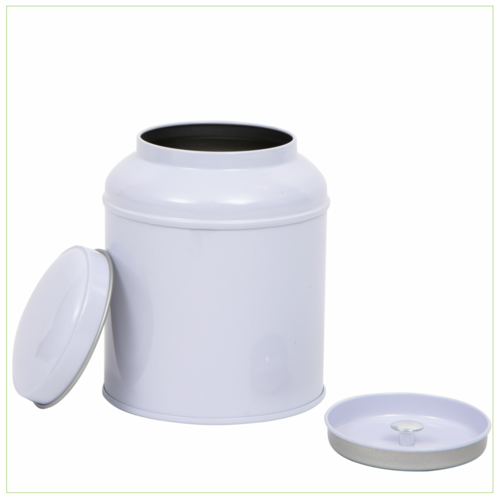 Rond blik met deksel en binnendeksel groot|  wit - circa 200 gram - 