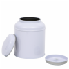 Rond blik met deksel en binnendeksel groot|  wit - circa 200 gram - 