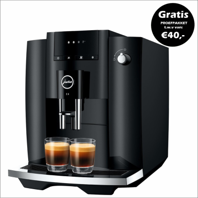 JURA E4 Piano Black € 729,- en gratis proefpakket nu scherp geprijsd