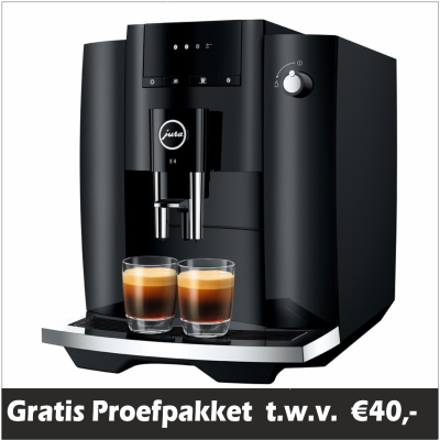 JURA E4 Piano Black € 729,- en gratis proefpakket nu scherp geprijsd
