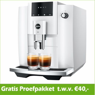 JURA E4 Piano White EUR 729,- en gratis proefpakket nu scherp geprijsd