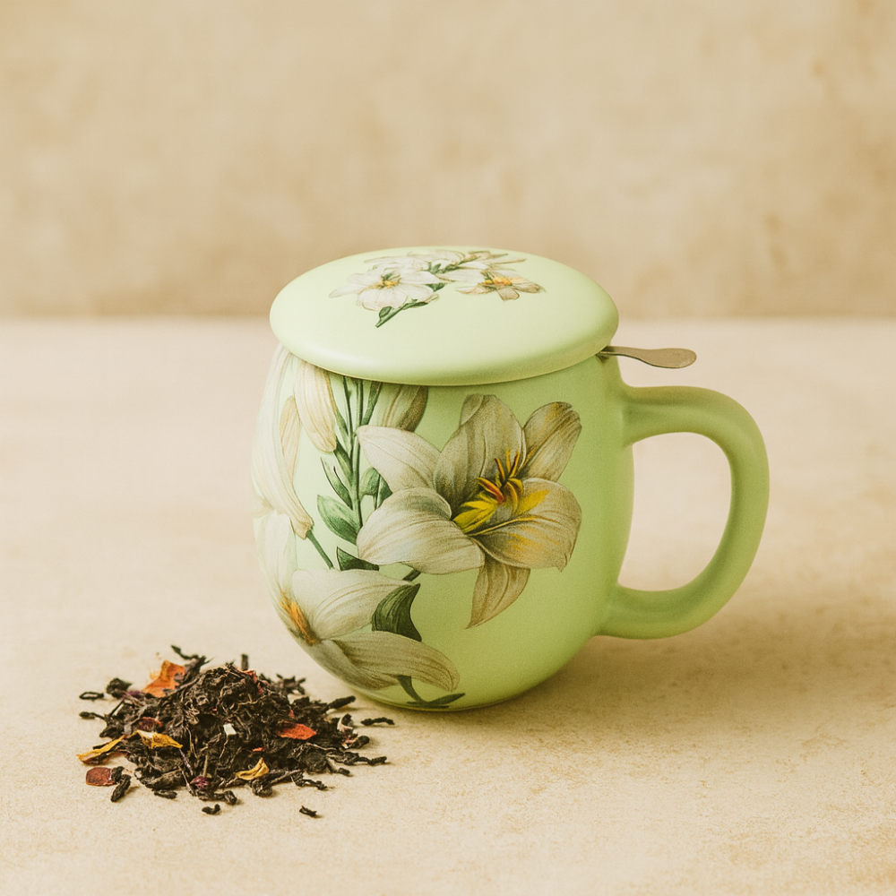 Il Mondo del Te - Theemok mintgroen met bloemenprint