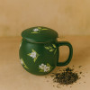 Il mondo del te - Theemok donker groen met bloemenprint
