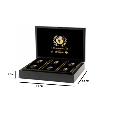 Theedoos 6 vaks zwart - Il Mondo del Te